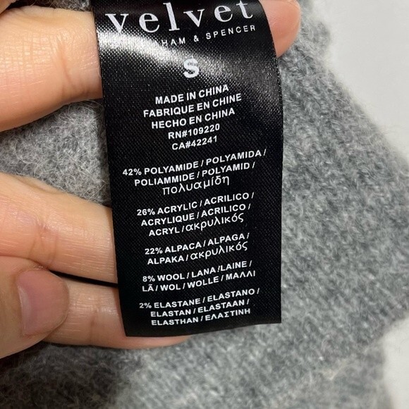 Velvet by Graham and Spencer Alpaca and Wool Blend Open Heather Gray Cardigan S - Picture 6 of 12